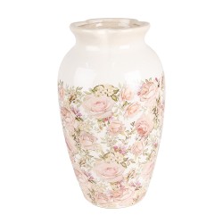 Clayre & Eef Vase Ø 21x37 cm Beige Rose Céramique Roses