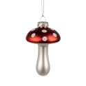 Clayre & Eef Christmas Ornament Mushroom Ø 6x9 cm Red White Glass