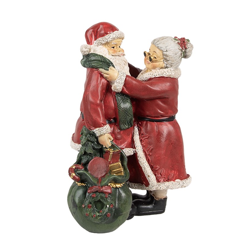 Clayre & Eef Weihnachtsdekorationsfigur Weihnachtsmann 10x10x16 cm Rot Kunststoff