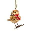 Clayre & Eef Decoratie Hanger Vogel 5x3x7 cm Bruin Kunststof