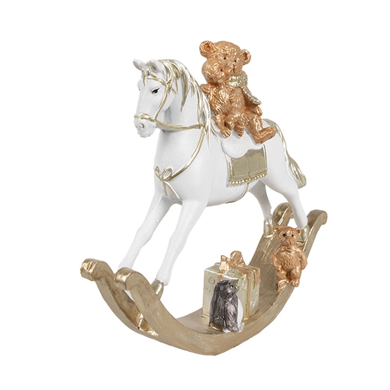 Clayre & Eef Statuetta Cavallo a dondolo 15 cm Bianco Plastica