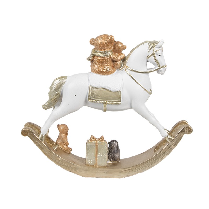 Clayre & Eef Figurine Cheval à bascule 15 cm Blanc Plastique