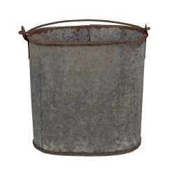 Clayre & Eef Decorative Bucket 24x14x28 cm Grey Iron Oval