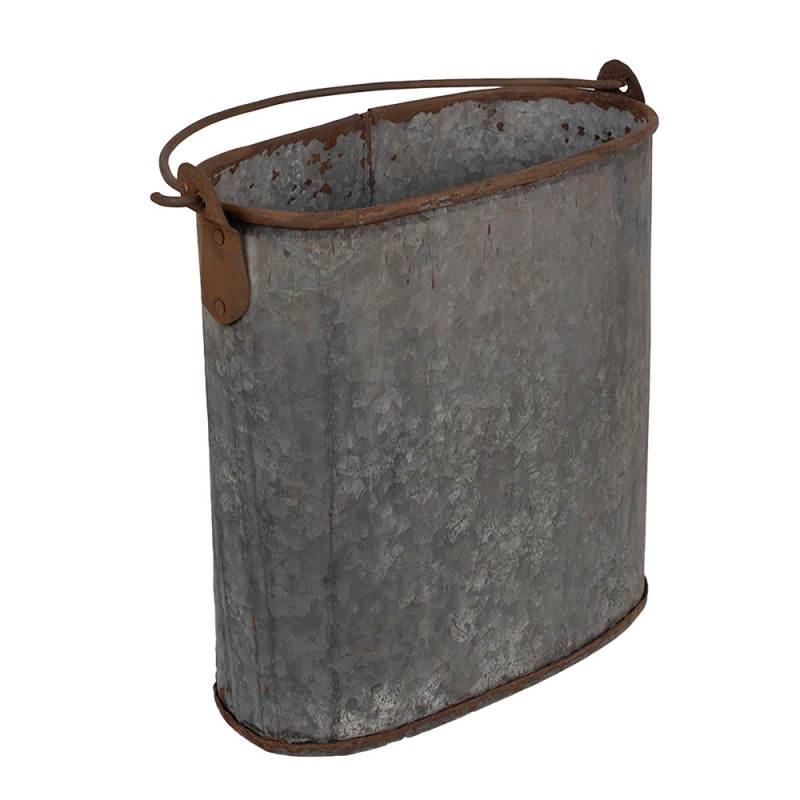 Clayre & Eef Decorative Bucket 24x14x28 cm Grey Iron Oval