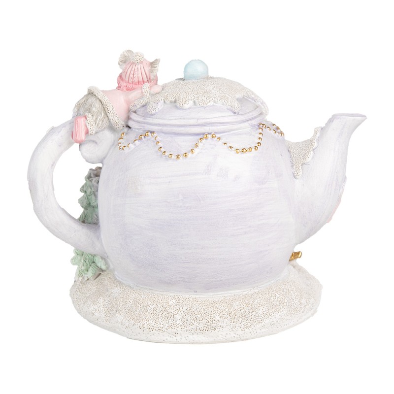 Clayre & Eef Decorative House with LED Teapot 15x11x12 cm Purple Plastic