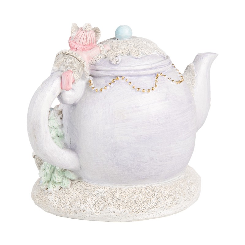 Clayre & Eef Decorative House with LED Teapot 15x11x12 cm Purple Plastic