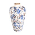 Clayre & Eef Vaas Ø 24x40 cm Beige Blauw Keramiek Bloemen