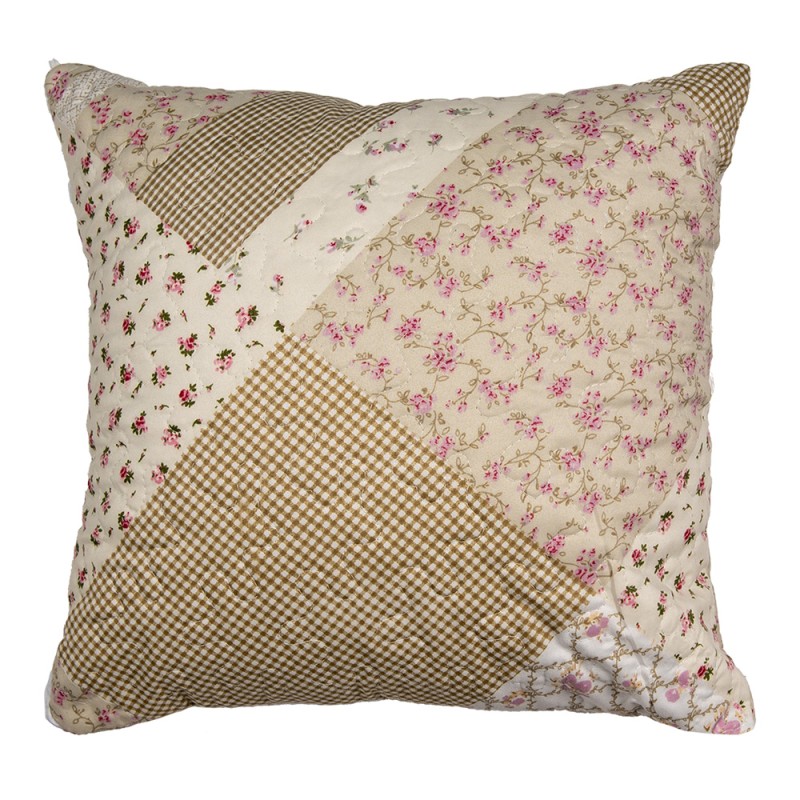 Clayre & Eef Kissenbezug 40x40 cm Grün Beige Polyester Blumen