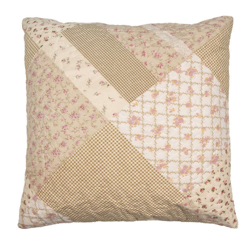 Clayre & Eef Cushion Cover 50x50 cm Green Beige Polyester Flowers