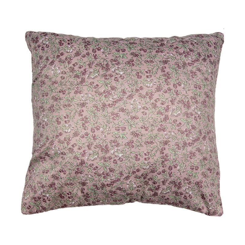 Clayre & Eef Kissenbezug 40x40 cm Violett Polyester Blumen