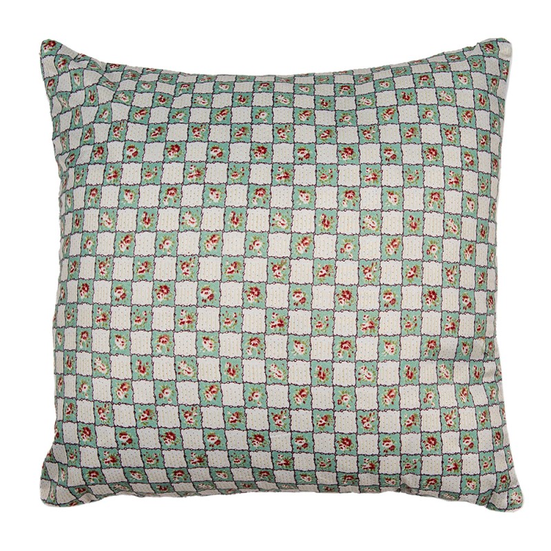 Clayre & Eef Cushion Cover 40x40 cm Green Beige Polyester Flowers