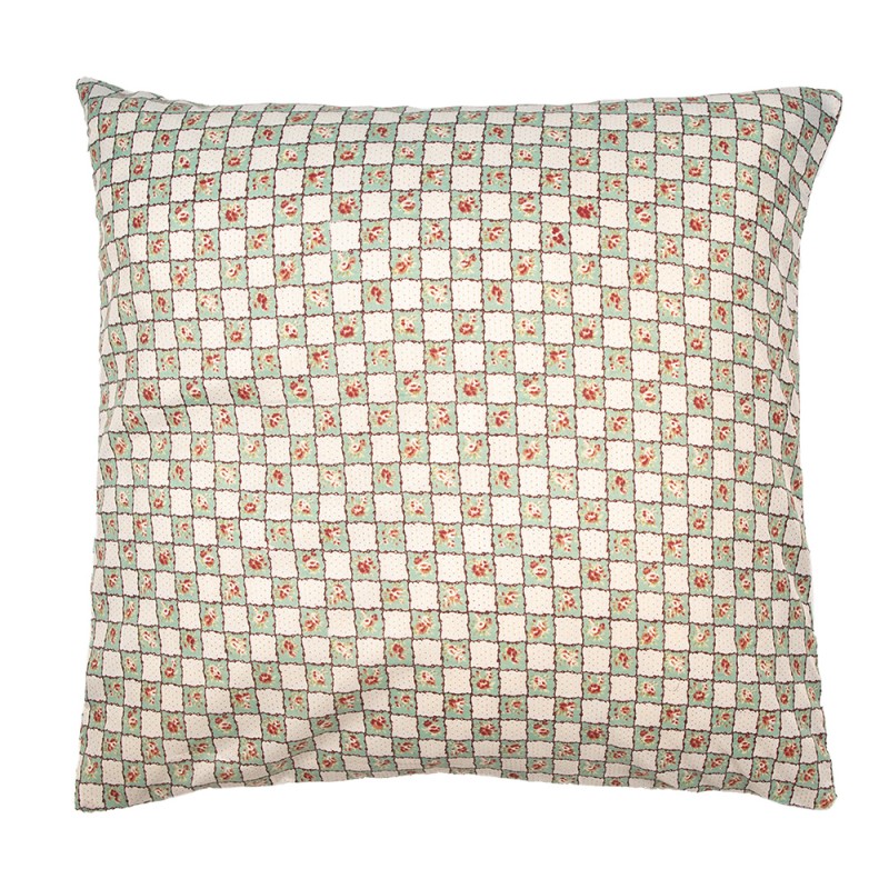 Clayre & Eef Cushion Cover 50x50 cm Green Beige Polyester Flowers