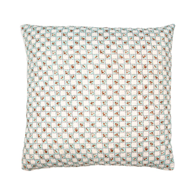 Clayre & Eef Cushion Cover 50x50 cm Green Beige Polyester Flowers