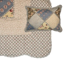 Clayre & Eef Bedsprei 180x250 cm Groen Beige Polyester