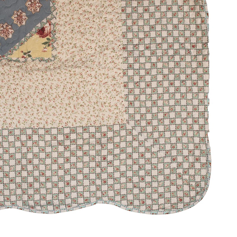 Clayre & Eef Bedspread 180x250 cm Green Beige Polyester