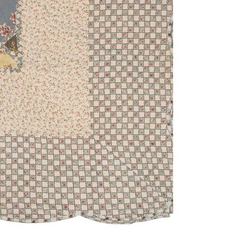 Clayre & Eef Bedspread 230x250 cm Green Beige Polyester