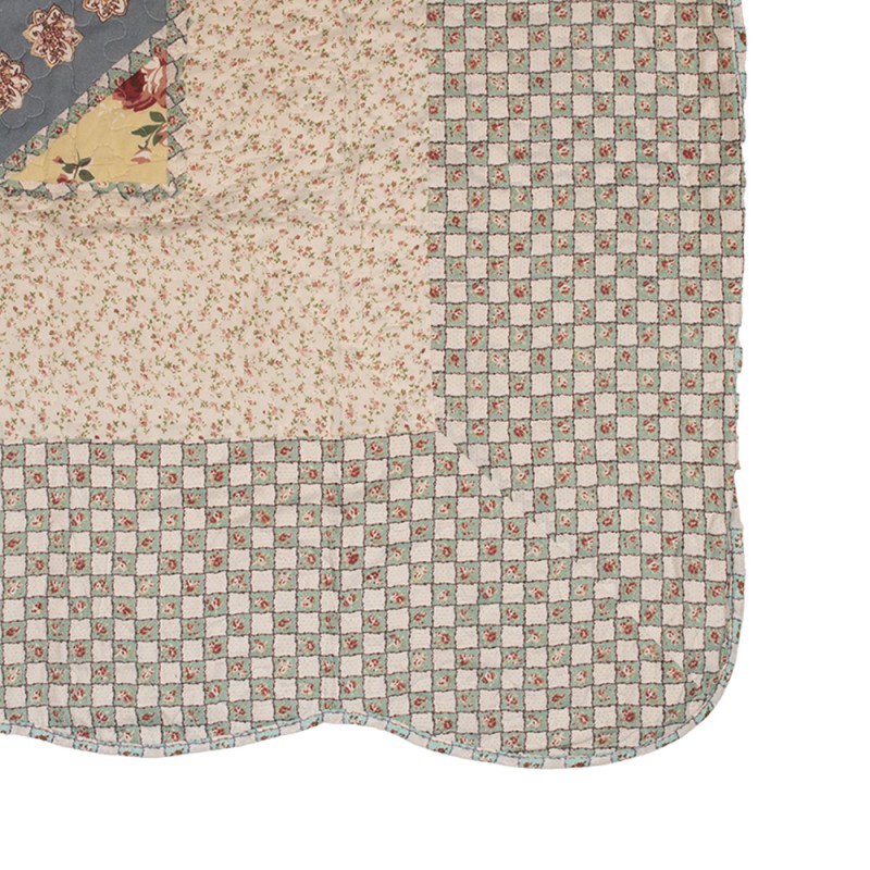 Clayre & Eef Tagesdecke 230x250 cm Grün Beige Polyester