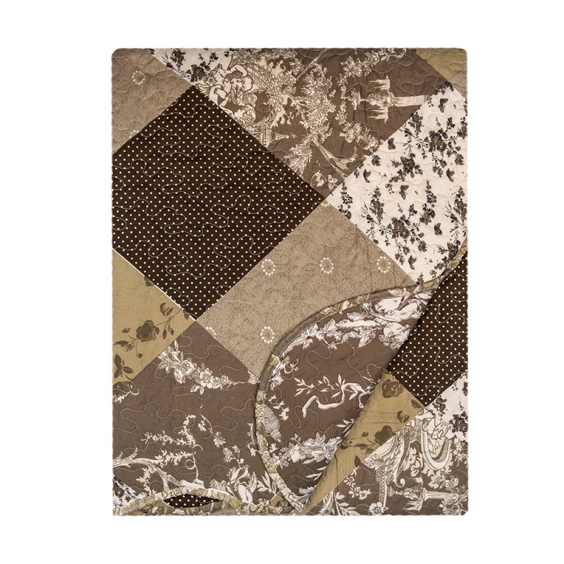 Clayre & Eef Tagesdecke 230x250 cm Braun Beige Polyester