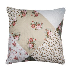 Clayre & Eef Cushion Cover 40x40 cm Green Beige Polyester Flowers