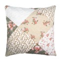 Clayre & Eef Kussenhoes 50x50 cm Groen Beige Polyester Bloemen