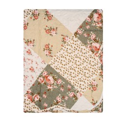 Clayre & Eef Tagesdecke 180x250 cm Grün Beige Polyester