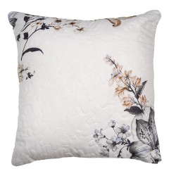 Clayre & Eef Housse de coussin 40x40 cm Blanc Gris Polyester Fleurs