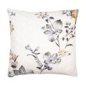 Clayre & Eef Housse de coussin 50x50 cm Blanc Gris Polyester Fleurs