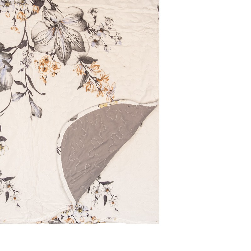 Clayre & Eef Couvertures 230x250 cm Blanc Gris Polyester Fleurs