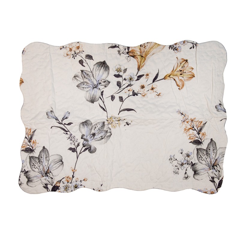 Clayre & Eef Bedspread 230x250 cm White Grey Polyester Flowers