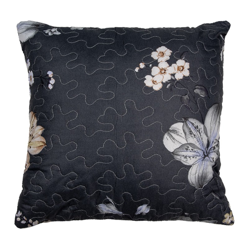 Clayre & Eef Cushion Cover 40x40 cm Grey Beige Polyester Flowers