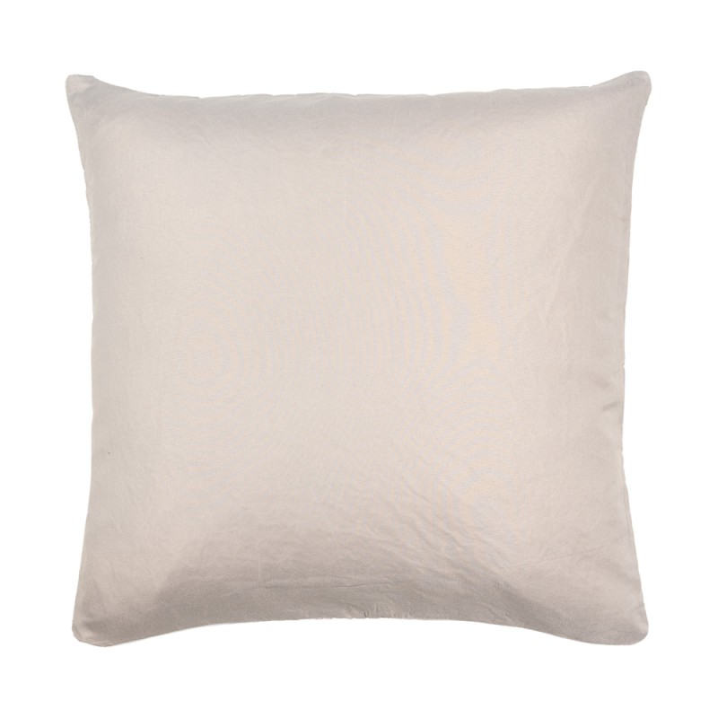 Clayre & Eef Housse de coussin 40x40 cm Gris Beige Polyester Fleurs