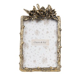 Clayre & Eef Photo Frame 9x13 cm Gold colored Metal Glass Flowers