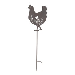 Clayre & Eef Gartenspieß Huhn 32x2x113 cm Braun Metall