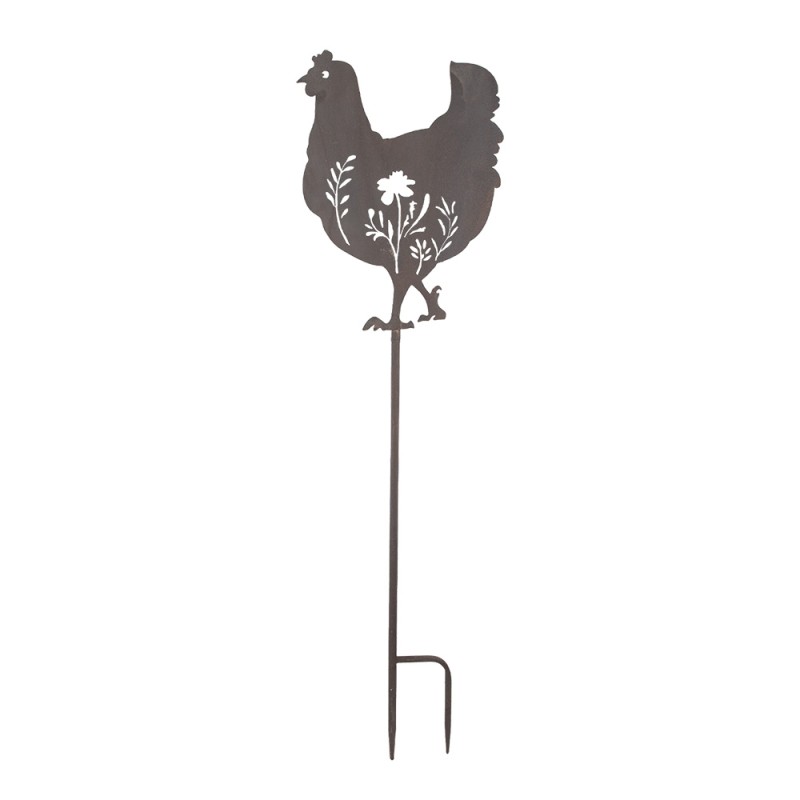 Clayre & Eef Pic de jardin Poulet 32x2x113 cm Marron Métal