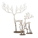 Clayre & Eef Figurine décorative set de 3 Cerf 51x11x64 / 23x7x43 / 16x6x28 cm Blanc Métal