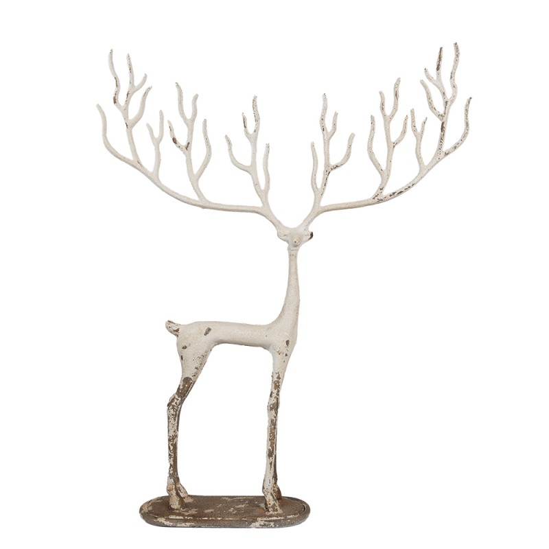 Clayre & Eef Figurine décorative set de 3 Cerf 51x11x64 / 23x7x43 / 16x6x28 cm Blanc Métal