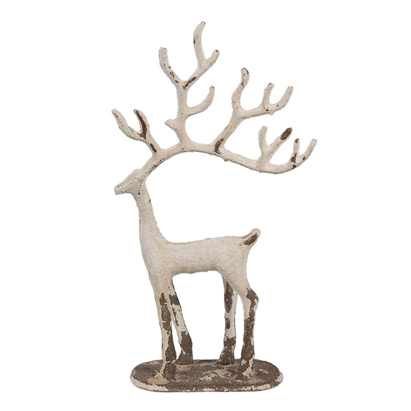 Clayre & Eef Decorative Figurine Set of 3 Deer 51x11x64 / 23x7x43 / 16x6x28 cm White Metal