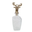 Clayre & Eef Decorative Bottle with Bottle Stopper 10x10x30 cm Transparent Glass Deer