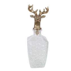 Clayre & Eef Bouteille décorative avec bouchon de bouteille 10x10x30 cm Transparent Verre Cerf