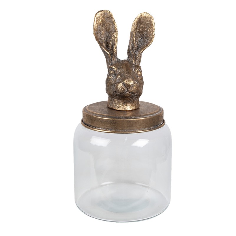 Clayre & Eef Pot de stockage Ø 16x33 cm Transparent Verre Lapin