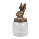 Clayre & Eef Pot de stockage Ø 16x33 cm Transparent Verre Lapin