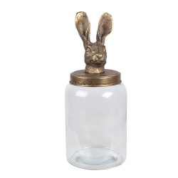 Clayre & Eef Storage Jar Ø 16x39 cm Transparent Glass Rabbit