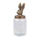 Clayre & Eef Storage Jar Ø 16x39 cm Transparent Glass Rabbit