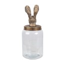 Clayre & Eef Storage Jar Ø 16x39 cm Transparent Glass Rabbit