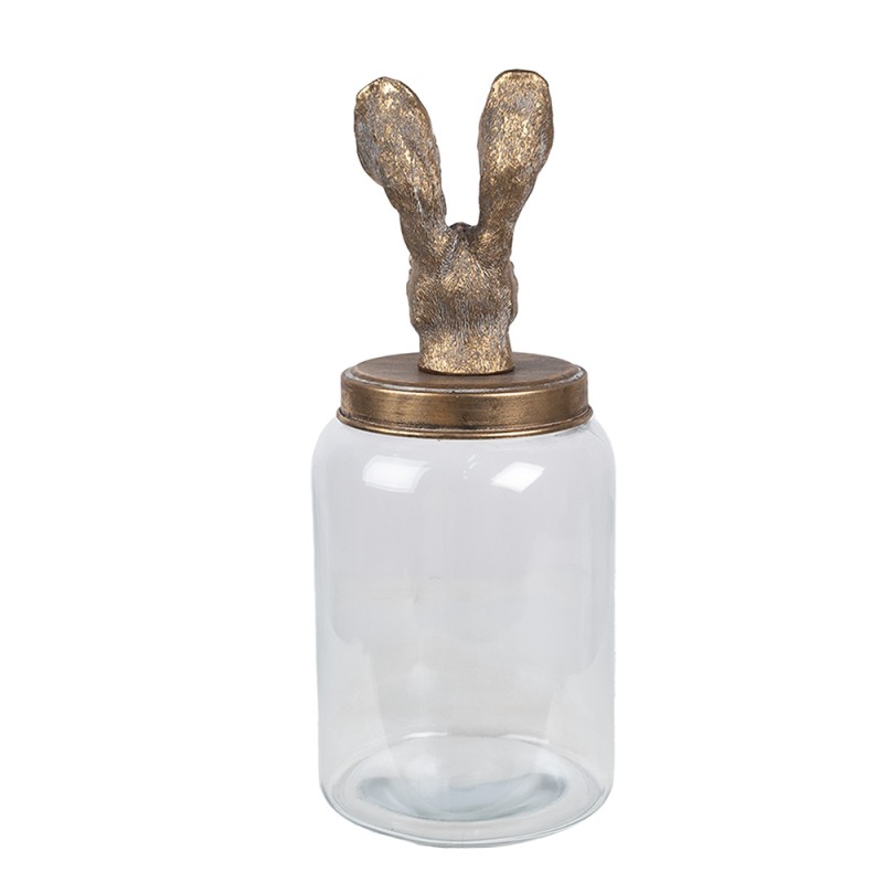 Clayre & Eef Pot de stockage Ø 16x39 cm Transparent Verre Lapin