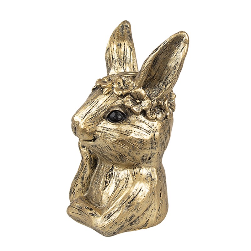 Clayre & Eef Candle holder Rabbit 10x8x15 cm Gold colored Polyresin