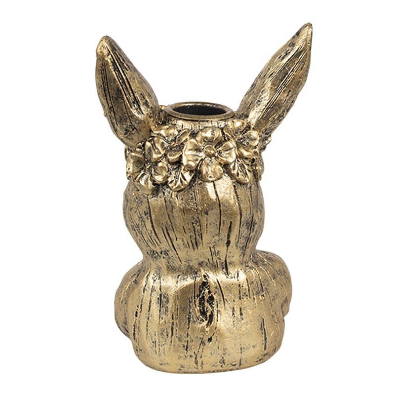 Clayre & Eef Candle holder Rabbit 10x8x15 cm Gold colored Polyresin