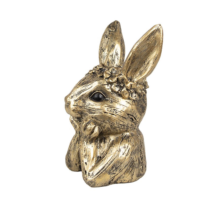 Clayre & Eef Candle holder Rabbit 9x8x15 cm Gold colored Polyresin