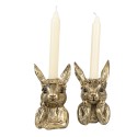 Clayre & Eef Candle holder Rabbit 9x8x15 cm Gold colored Polyresin