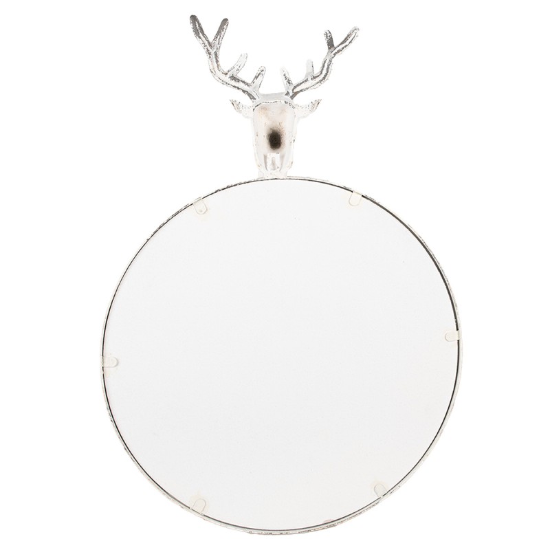 Clayre & Eef Mirror 48x10x67 cm White Metal Glass Round Deer